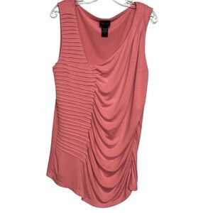 Torrid  Rose Pink Pleated Asymmetrical Ruched Sleeveless Blouse Career Top